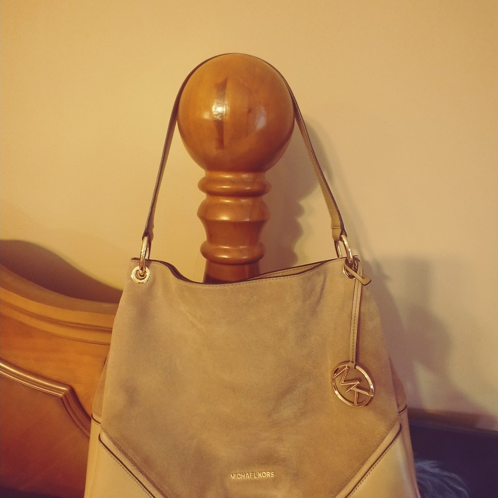 Michael Kors tan Suede & Leather handbag large